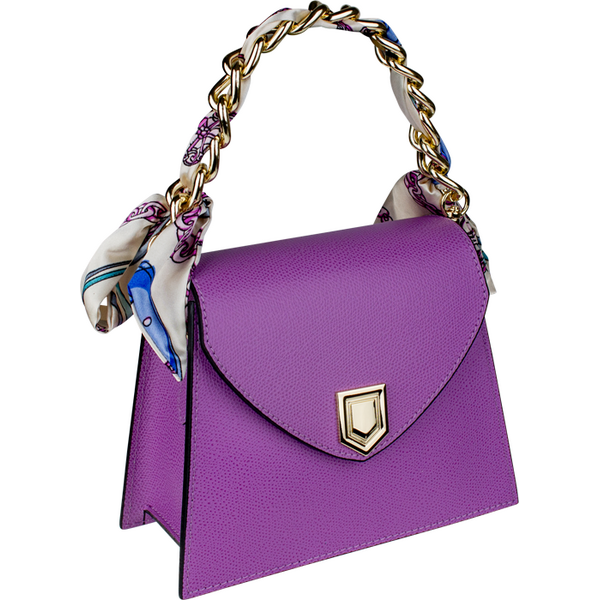 Fialová kožená talianska crossbody kabelka Virginia Viola Chiara 66185707