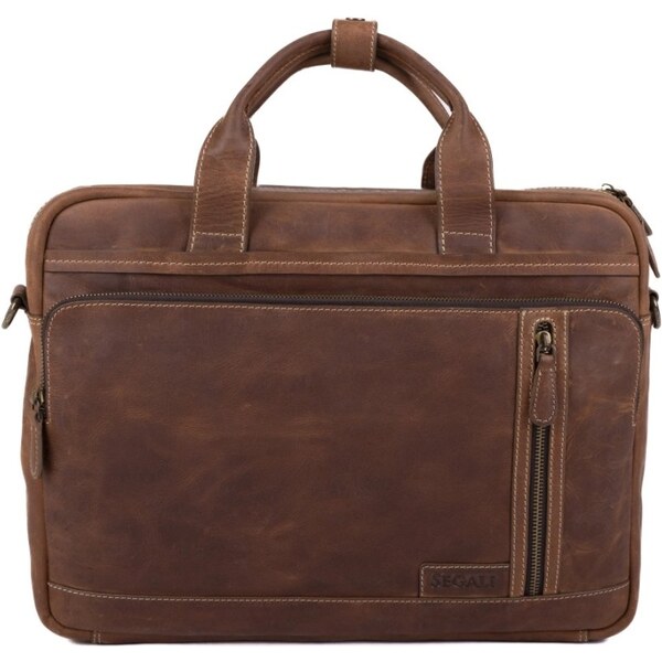 SEGALI Pánská kožená business taška 27432 hnedá 66186211