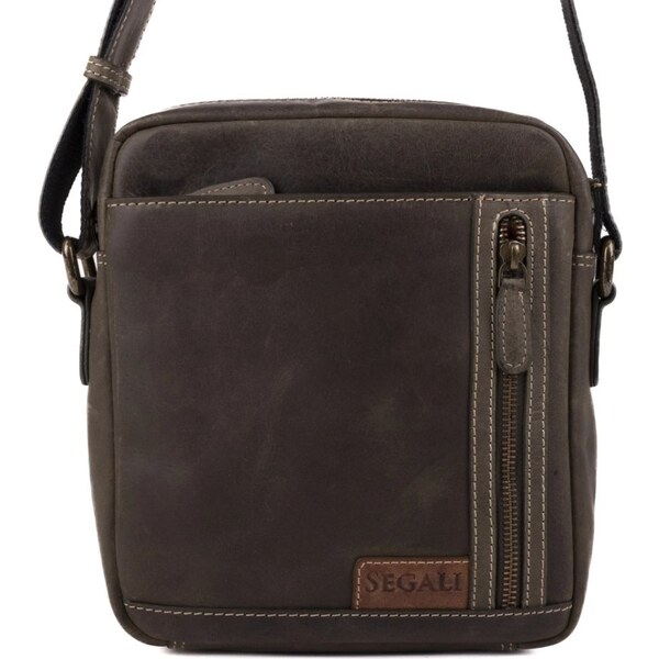 SEGALI Pánska kožená taška cez rameno 23322 hnedá-zelená 66186212
