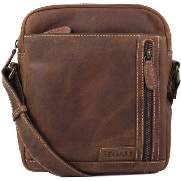 SEGALI Pánska kožená taška cez rameno 23322 hnedá 66186215