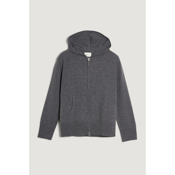 SVETER GANT SUPERFINE LAMBSWOOL ZIP HOODIE CHARCOAL MELANGE 66188433