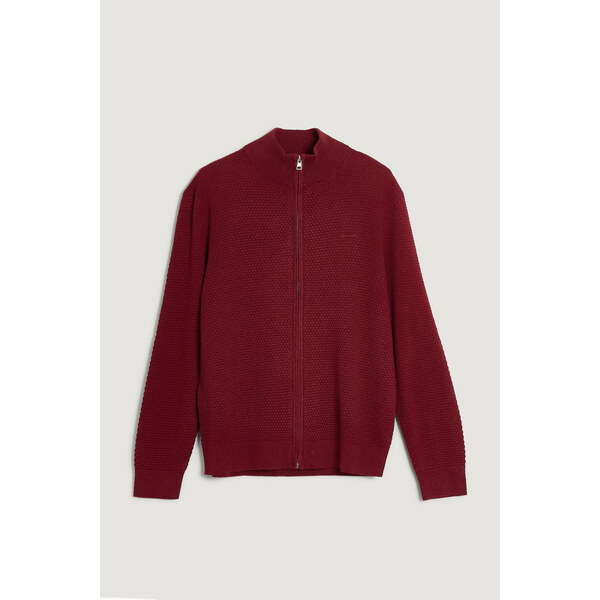 SVETER GANT TEXTURED COTTON MERINO CARDIGAN PLUMPED RED 66188437