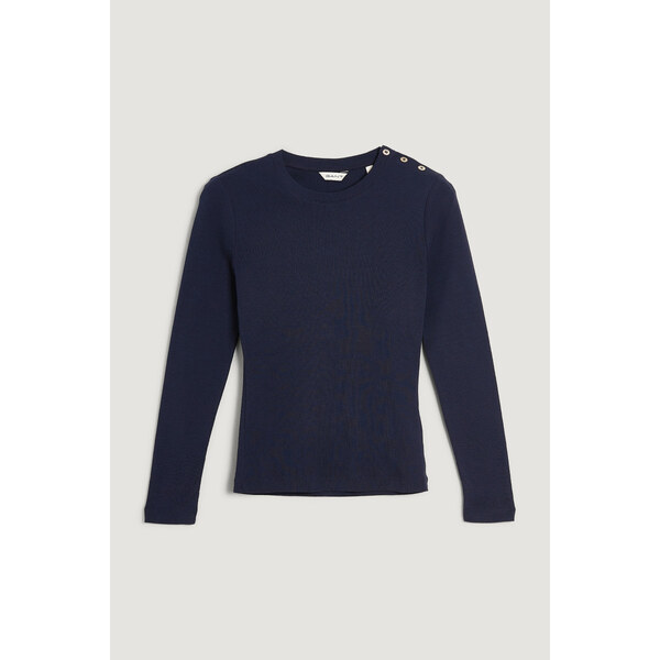 TRIČKO GANT SLIM COTTON BUTTON LS T-SHIRT EVENING BLUE 66188427