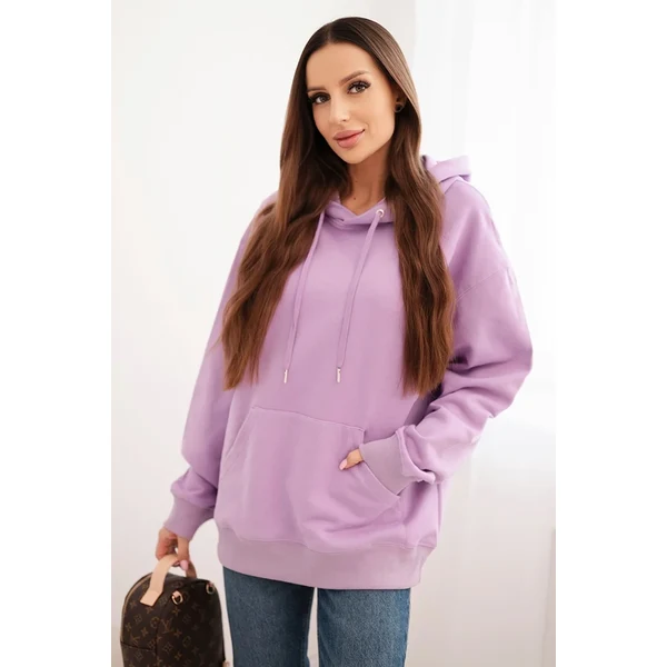 Kesi Włoski Dámska mikina s kapucňou a klokankou z bavlny fialová 66190016