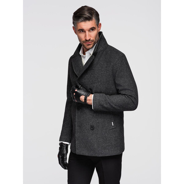 Ombre Mens short double-breasted wool coat - graphite 64782264