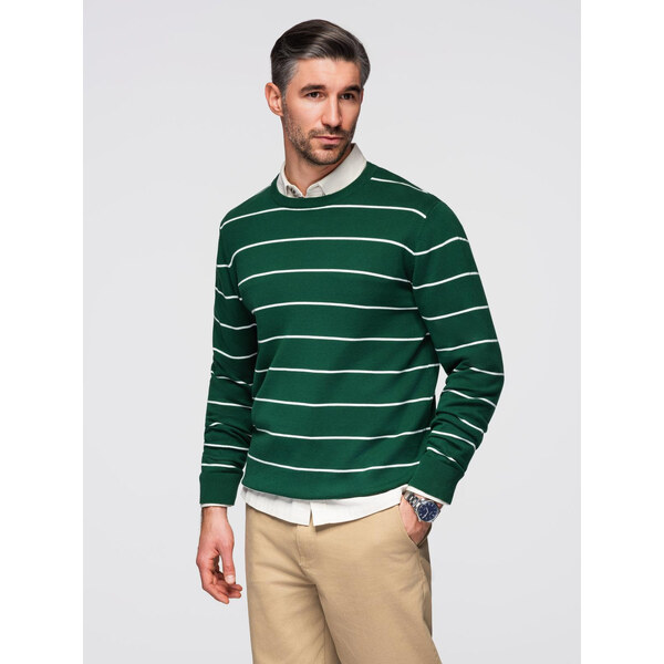 Ombre Mens casual sweater with horizontal stripes - green 64782724