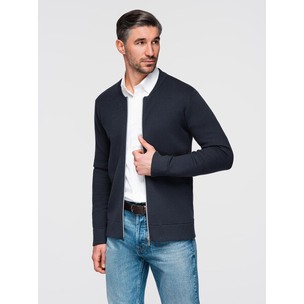 Ombre Mens smooth zip sweater - navy blue 65656285