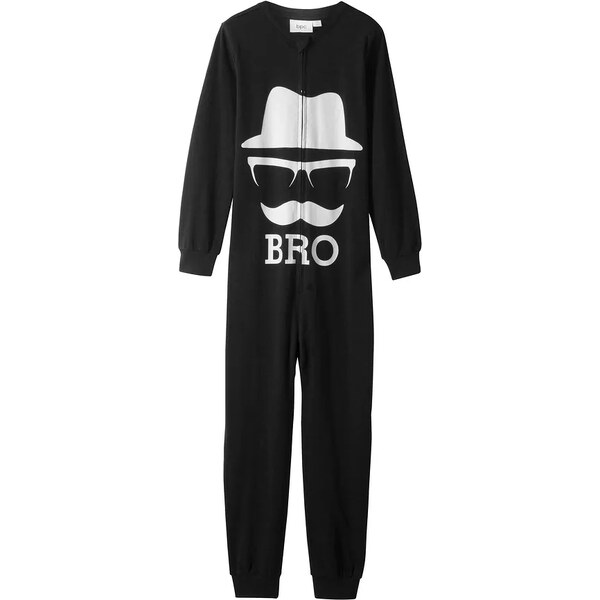 bonprix Detský pyžamový overal s mäkkou bio bavlnou, farba čierna 44789542