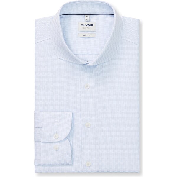 Pánska belasá košeľa s káro štruktúrou OLYMP body fit 66198211