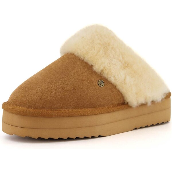 Warmbat Papuče Flurry krémová / koňaková 66199844