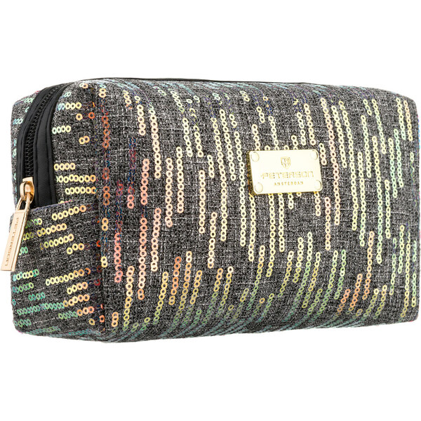 Peterson Čierna dámska kozmetická taštička z polyesteru s flitrami 66199975