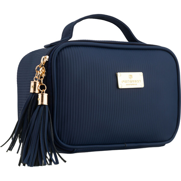 Peterson Tmavomodrá dámska kozmetická taštička so štyrmi priehradkami 66199977