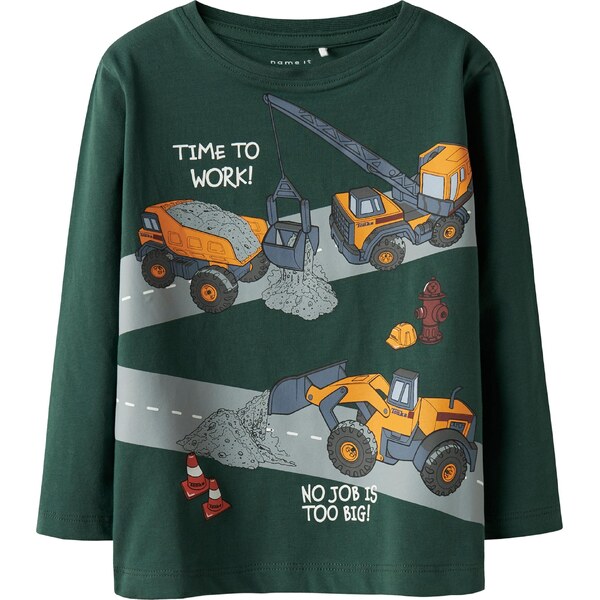 NAME IT Tričko NMMofek Tonka sivá / tmavozelená / oranžová / biela 66222614