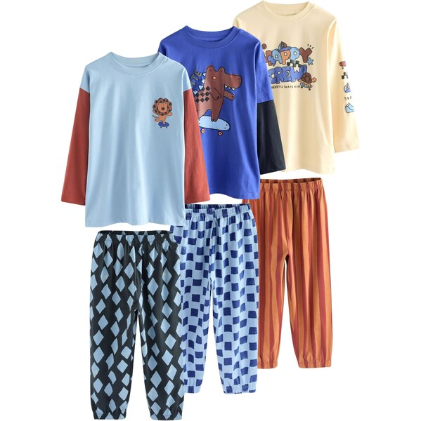 Next Pyžamo béžová / modrá / svetlomodrá / karamelová 66203102