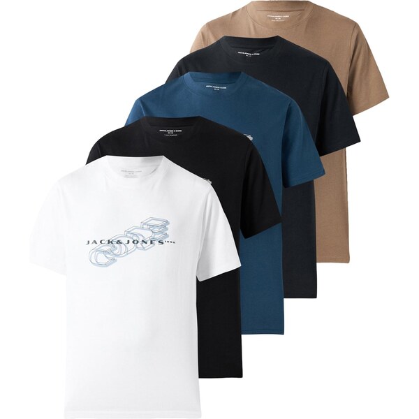 JACK & JONES Tričko JCOFUSION námornícka modrá / tmavošedá / čierna / 66203253