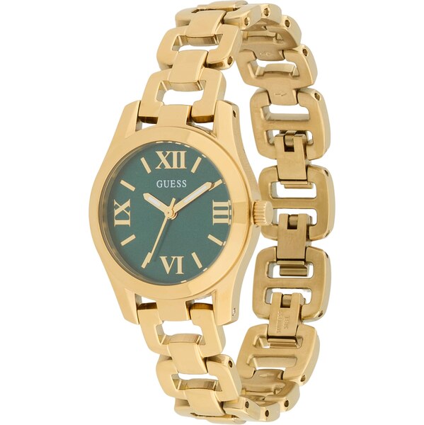 GUESS Analógové hodinky VEDA zlatá / tmavozelená 66203308