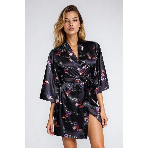 DKaren Dámsky saténový župan 90 flowers 9 18093835