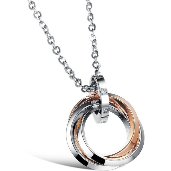 Impress Jewelry Prívesok z nerezovej ocele Krúžky sa zirkónmi Ružový 65222645