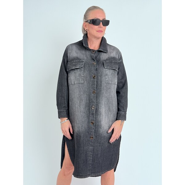 Voga Móda Antracitová džínsová košeľa ANDRE 66211334