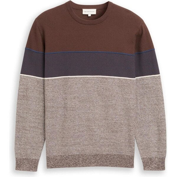 TOM TAILOR Sveter námornícka modrá / hnedá / tmavohnedá / hnedá 66222402
