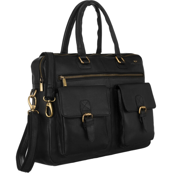 Peterson Pánska kožená taška na notebook v čiernej farbe 66216594