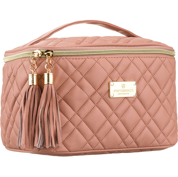 Peterson Ružová prešívaná dámska kozmetická taštička z textilného 66216596