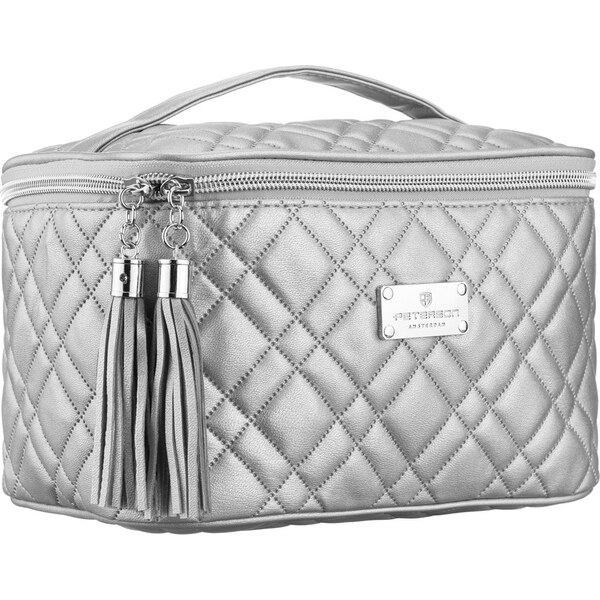 Peterson Strieborná prešívaná dámska kozmetická taštička z textilného 66216597