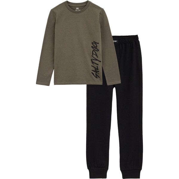 WE Fashion Pyžamo olivová / čierna 66222453