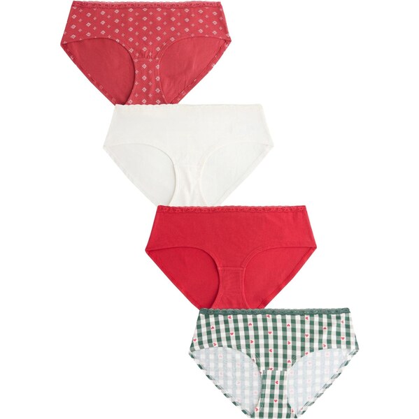 Next Nohavičky tmavozelená / červená / pastelovo červená / biela 66223016