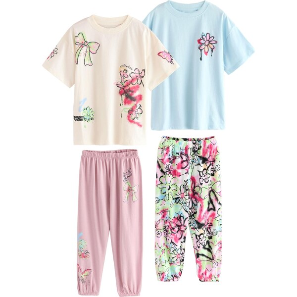 Next Pyžamo béžová / pastelovo modrá / svetlozelená / svetloružová 66223049