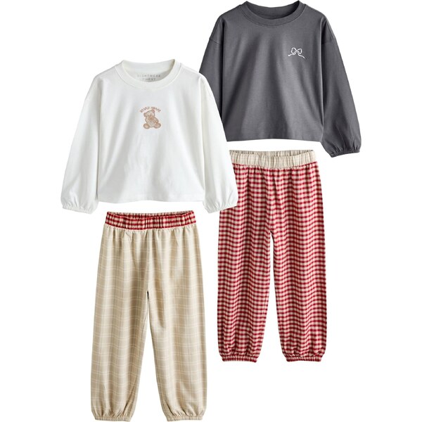 Next Pyžamo béžová / grafitová / čerešňová / vaječná škrupina 66223062