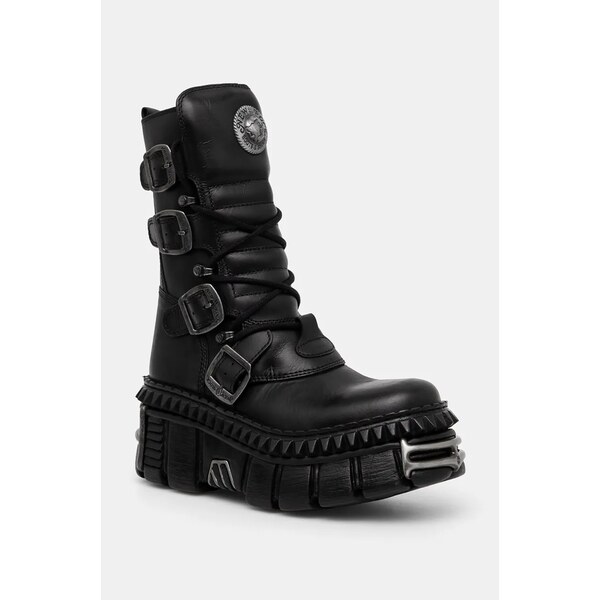 Kožené členkové topánky New Rock ITALI NEGRO NOMADA + TOWER CASCO + 58129953