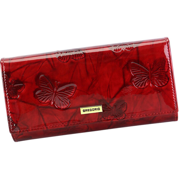 Červená kožená lakovaná peňaženka s motýlikmi Gregorio BTS-100 66221689
