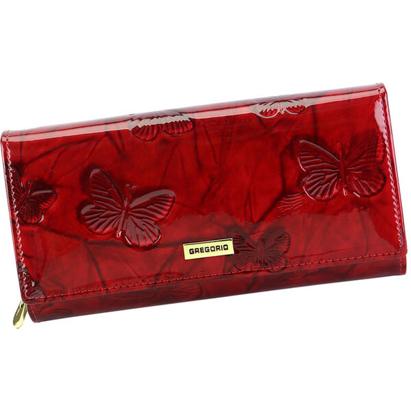 Červená kožená lakovaná peňaženka s motýlikmi Gregorio BTS-106 66221690