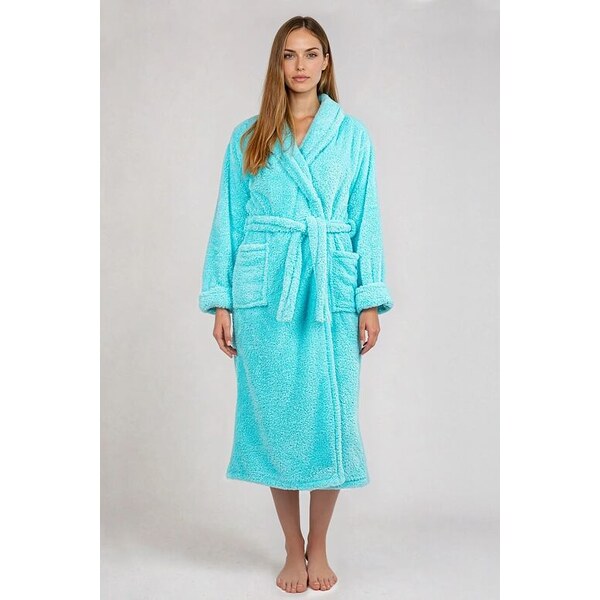 DKaren Dlhý huňatý župan Eliza tyrkysový 63762181