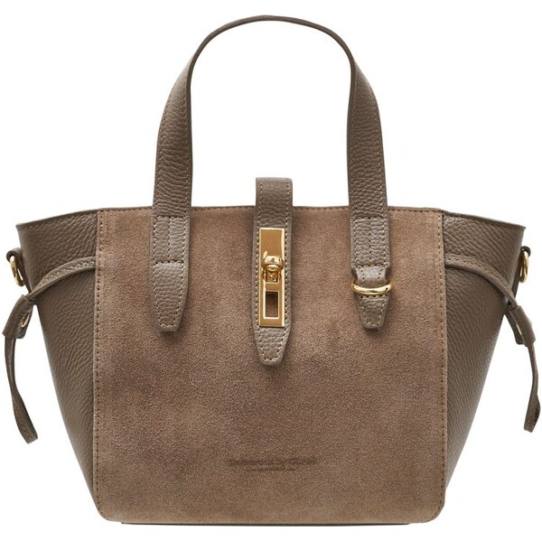 Glamorous by GLAM Dámská kožená kabelka do ruky z broušené kůže taupe 66225174