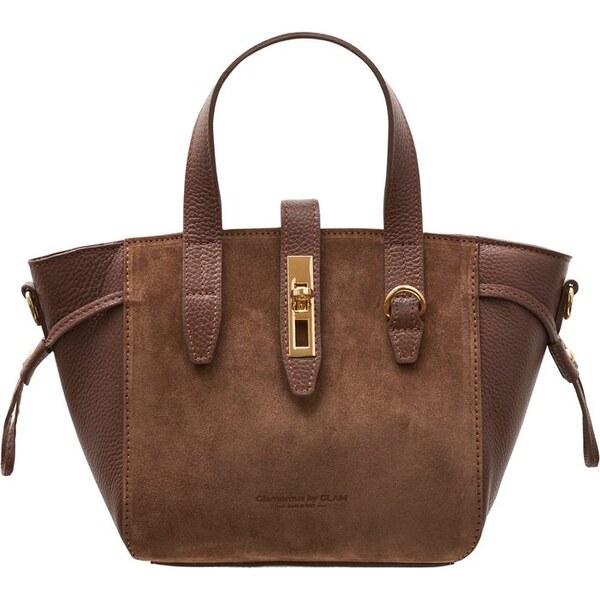 Glamorous by GLAM Dámská kožená kabelka do ruky z broušené kůže hnědá 66225173