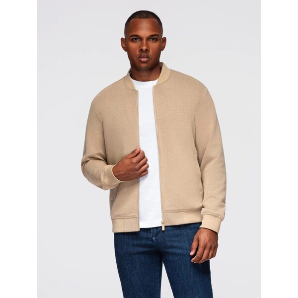 Ombre Clothing Béžová bomber bunda pre pánov V2 OM-JANP-0159 66225762