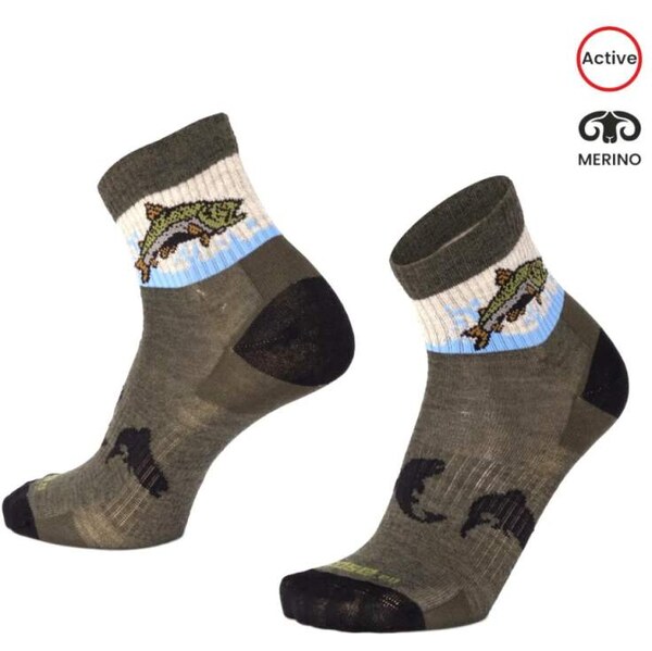 ORLIK TROUT rybárske členkové merino ponožky Moose zelená S 1 pár 66227909