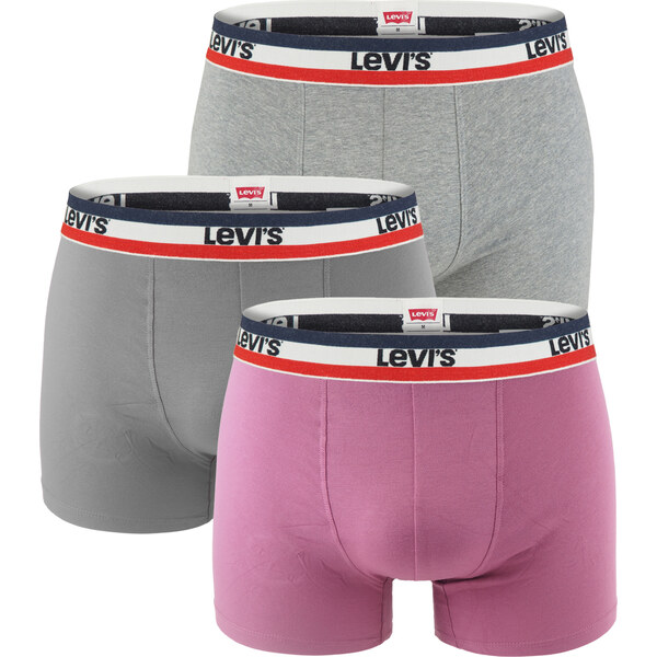 LEVI`S - boxerky 3PACK Levi`s super soft cotton stretch orchid & gray 66229170