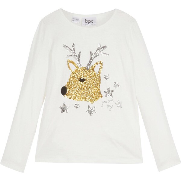 bonprix Tričko s dlhým rukávom a bio bavlnou, farba biela 47897634
