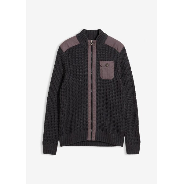 bonprix Hrubo pletený sveter s praktickými vreckami, farba šedá 66229691