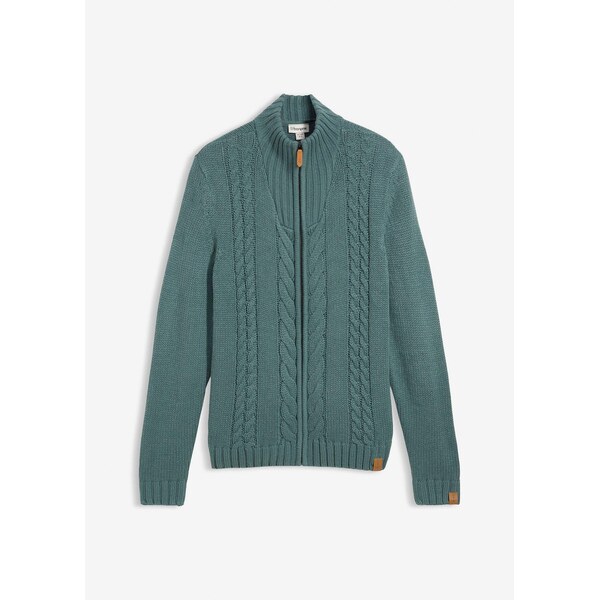 bonprix Hrubo pletený sveter s osmičkovým vzorom, farba zelená 66229692