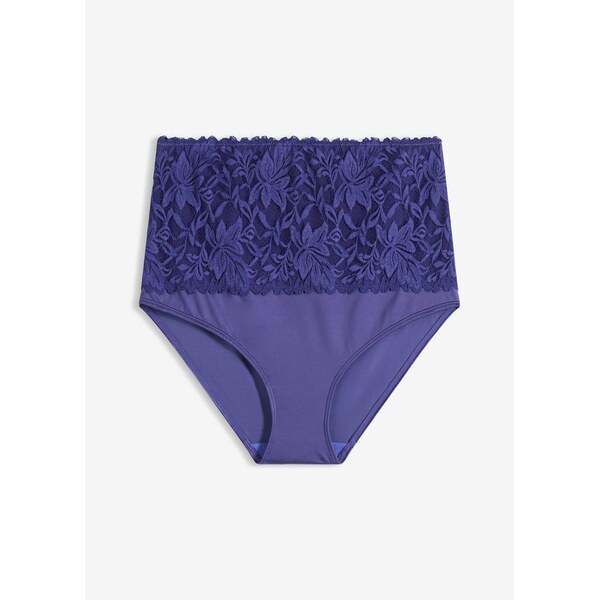 bonprix Bokové nohavičky s jemnou čipkou, farba modrá 66229735