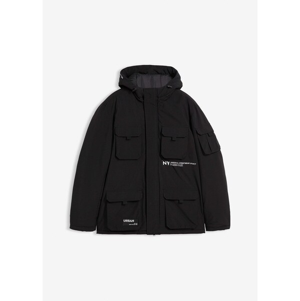 bonprix Vatovaná bunda so športovými detailmi, farba čierna 66229930