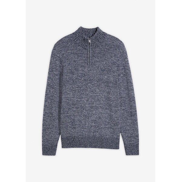 bonprix Pulóver s golierom s čistou bavlnou, farba modrá 66229940