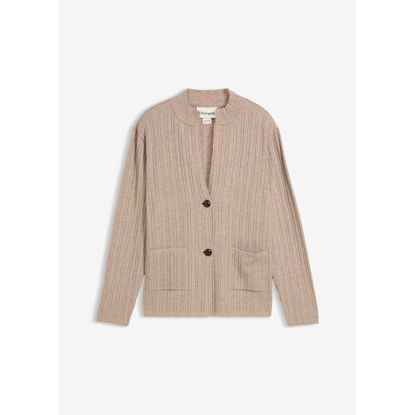 bonprix Jemne pletený vrúbkovaný sveter, farba béžová 66229960