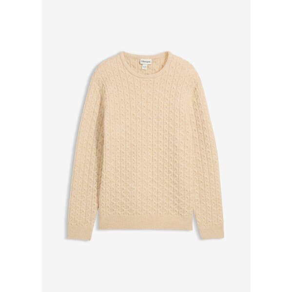 bonprix Jemne pletený pulóver so štruktúrovaným vzorom, farba béžová 66229961