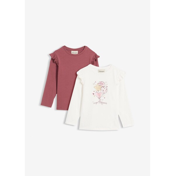 bonprix Tričko s dlhým rukávom z elastického bio bavlneného mixu (2 ks 66230237