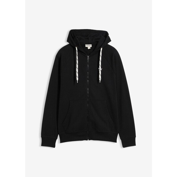 bonprix Mikina s kapucňou a kontrastnými prvkami, farba čierna 66230271